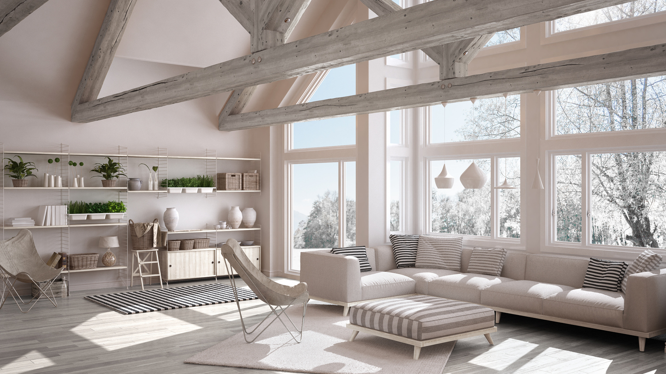 Modern, high end, living room redesigned by interior designer